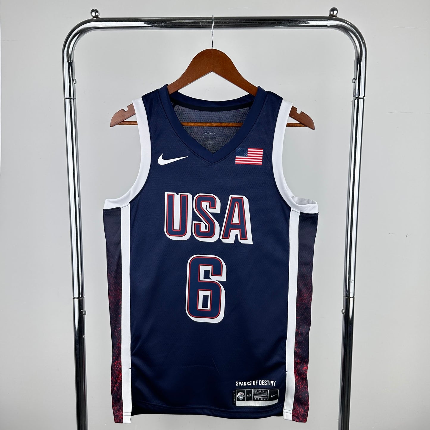 2024 Olympic Games US team navy blue 6 # James