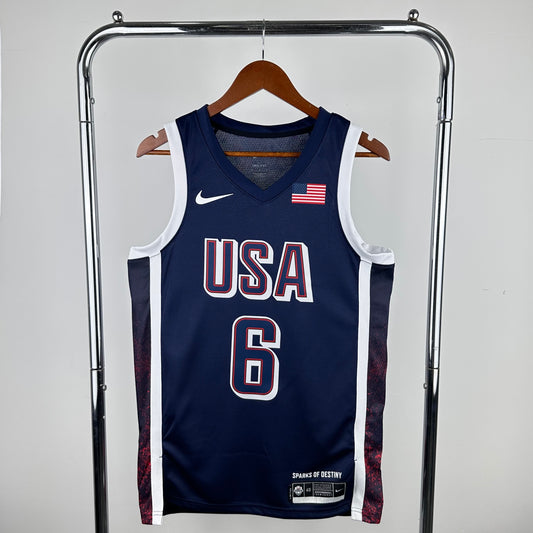 2024 Olympic Games US team navy blue 6 # James