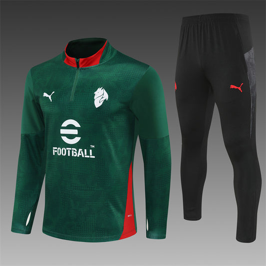 2025/26 AC Milan Green Half Pull Training Suit (Adults&amp;Kids)