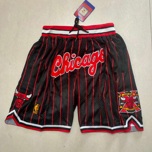Bulls Black 10th Anniversary Red Stripe Pocket Shorts