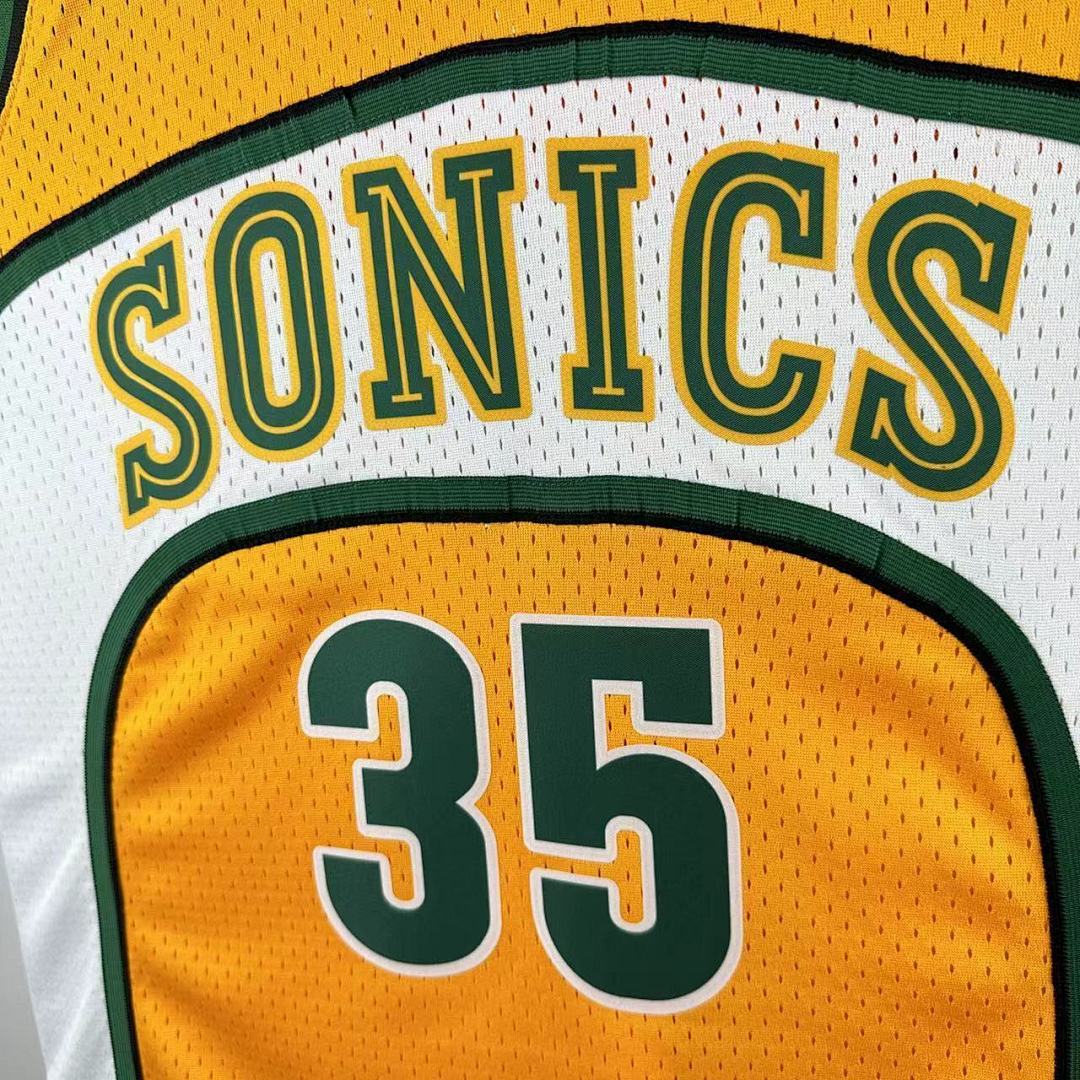 MN retro hot press jersey SW: Heat SuperSonics 07/08 season yellow 35 # Durant NBA Jersey S-XXL7