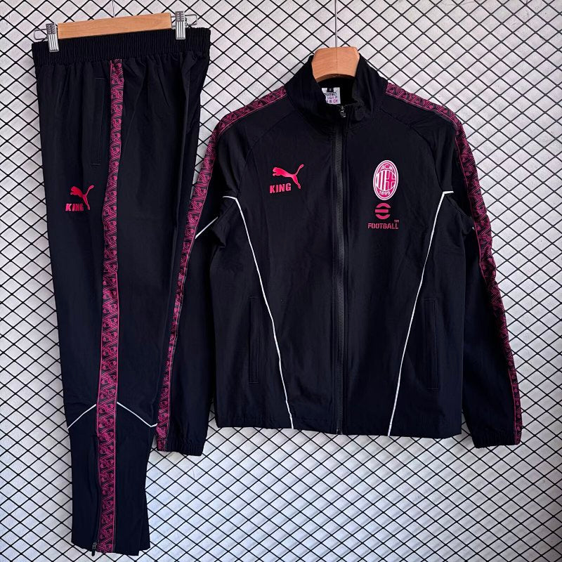 /26 AC Milan Black Windbreaker Set S-XXL3