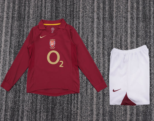 Retro Kids 2005/06 Arsenal home long sleeved football shirt&amp;Size16-28