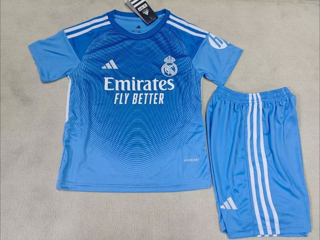 25/26 Kids Real Madrid Blue Goalkeeper Size 16~28