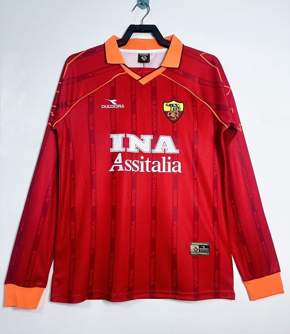 Retro 1999/00 Roma home long sleeved Yupoo Soccer Jerseys S-XXL6