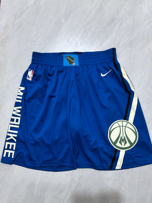 25th Bucks Blue City Edition NBA Shorts S-XXL