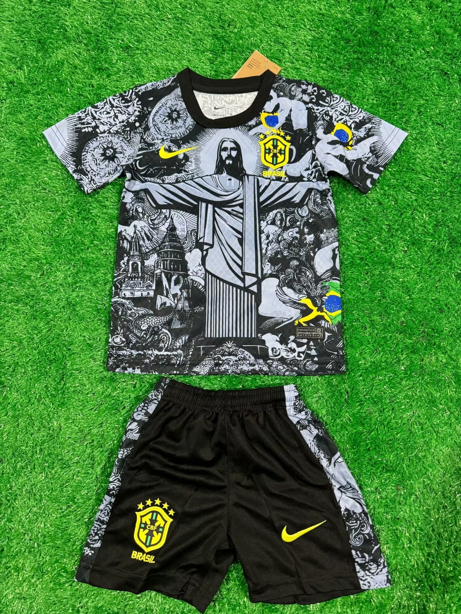 24/25 Kids Brazil Jesus Treasure Black Grey Size 16~28