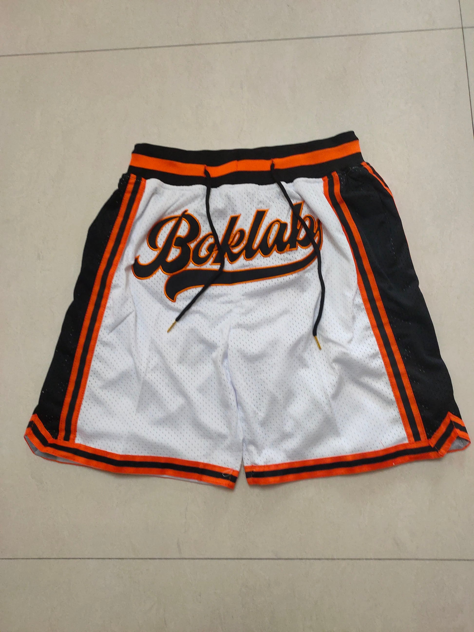 B0K New White Cut Black Pocket Shorts