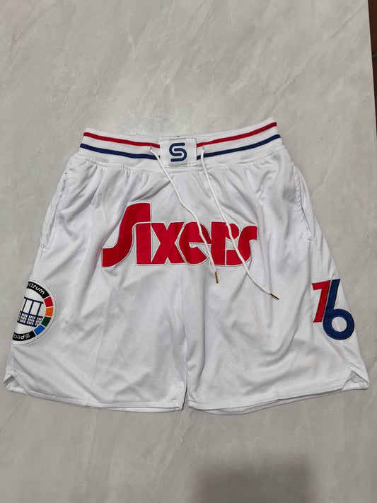 25th 76ers White City Edition Pocket JUST DON Shorts S-XXL
