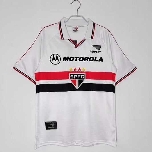 Retro 2000 Sao Paulo Home Collar Football Shirt S-XXL7
