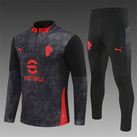 /26 AC Milan Black Half Pull Training Suit (Adults&amp;Kids)7