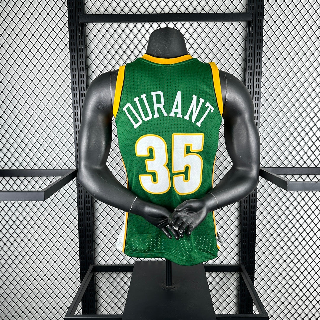 MN retro hot press jersey SW: Supersonics 07/08 season green 35 # Durant S-XXL7