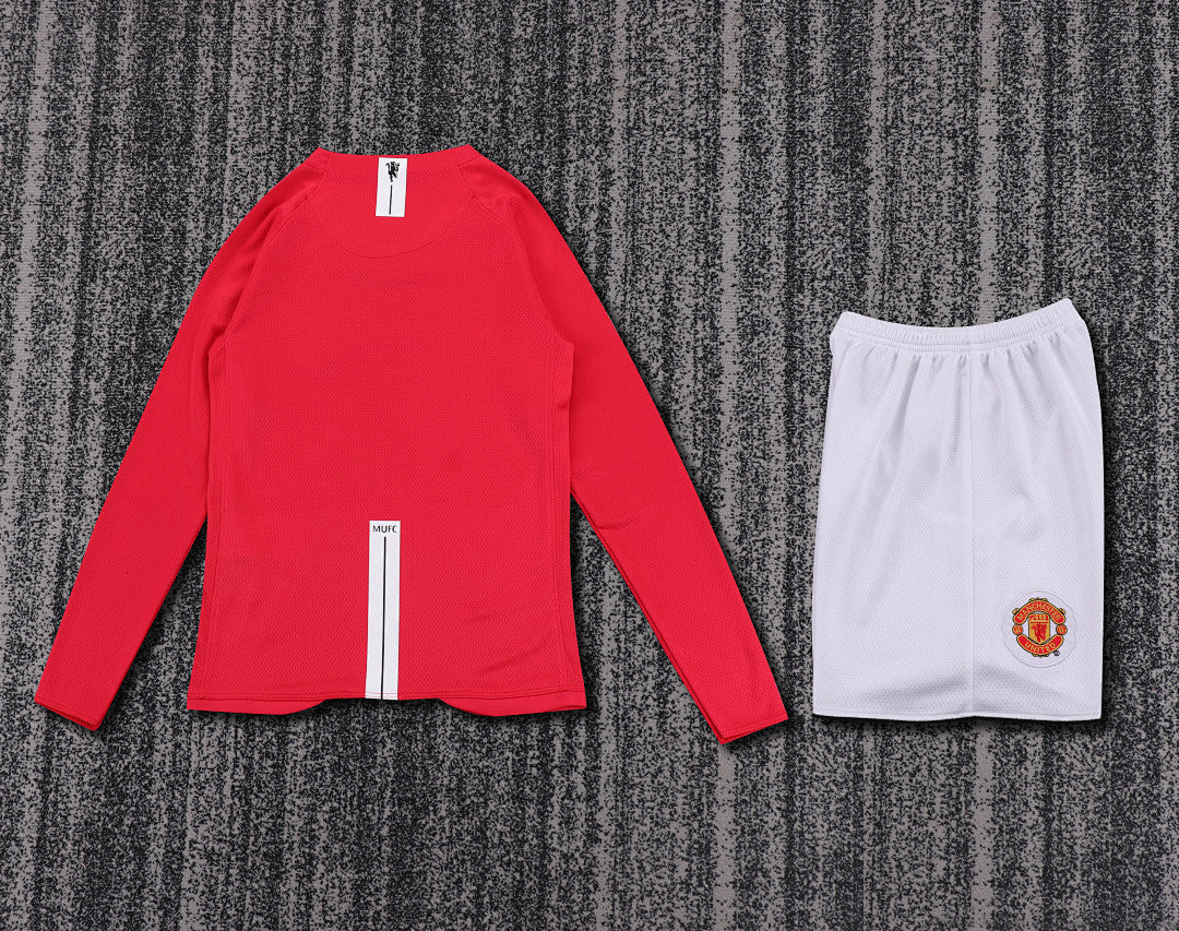 Retro Kids 2007/08 Manchester United home Champions League edition long sleeved&amp;Size16~286