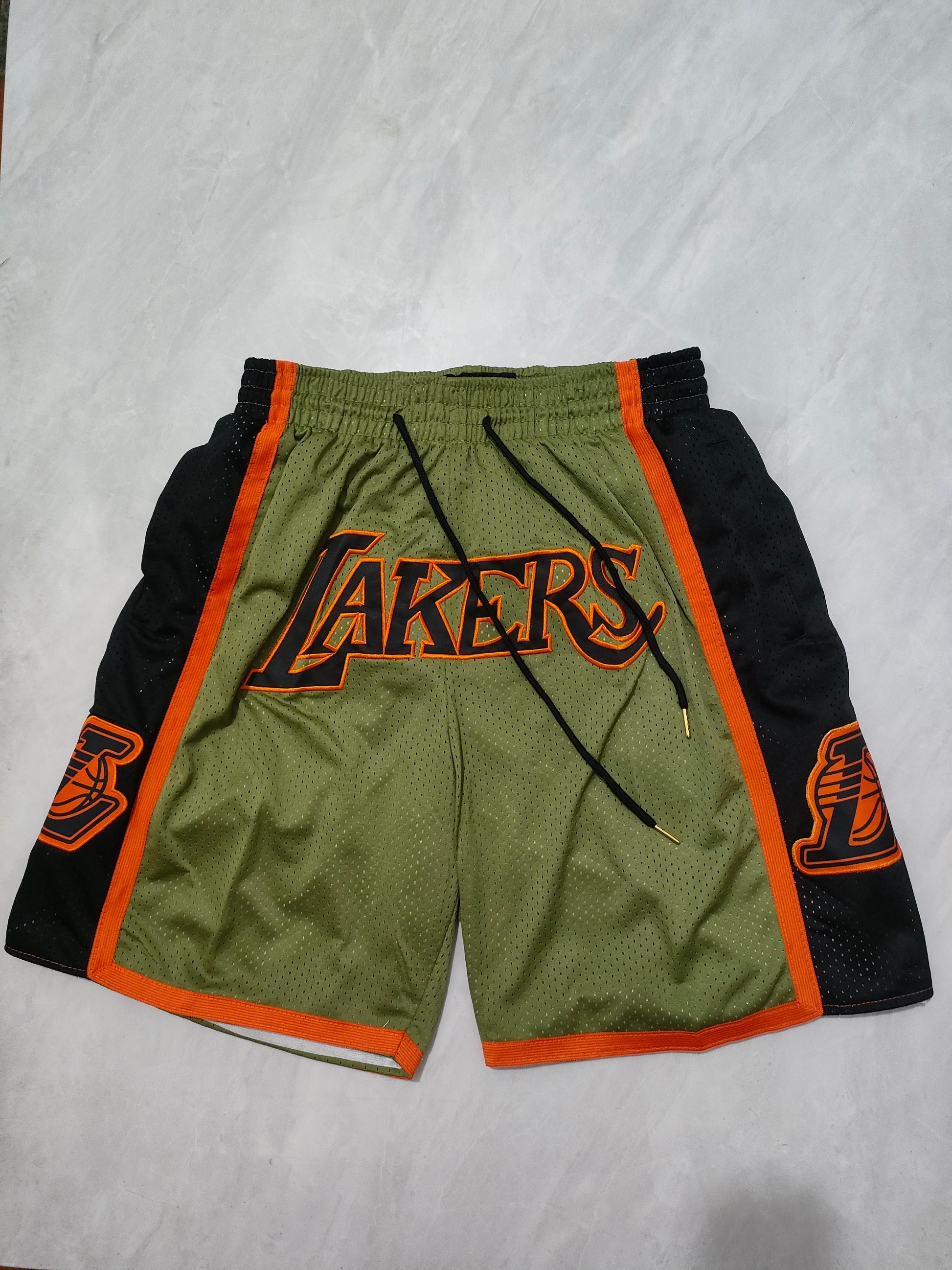 Los Angeles Lakers Army Green Pocket NBA Shorts S-XXL