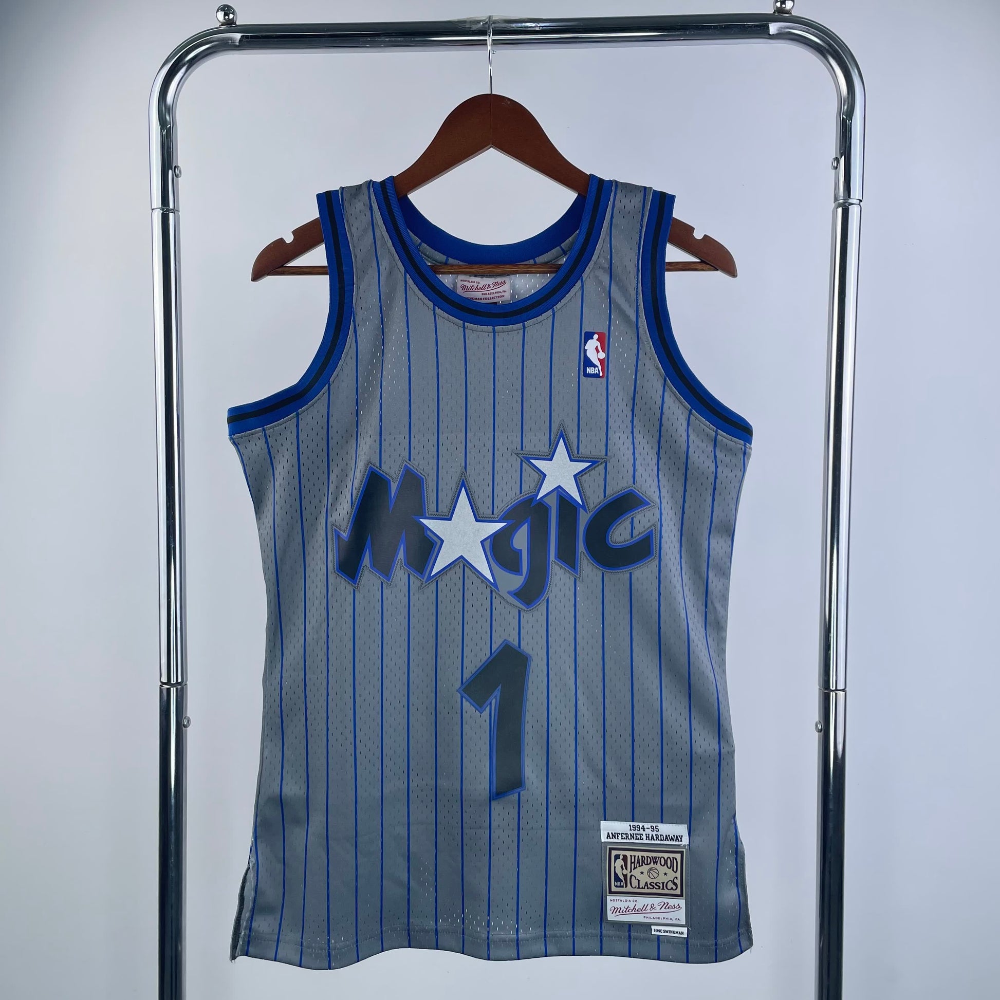 MN Heat Pressed Vintage Jersey: SW Magic 94/95 Season Grey No.1 # Hardaway