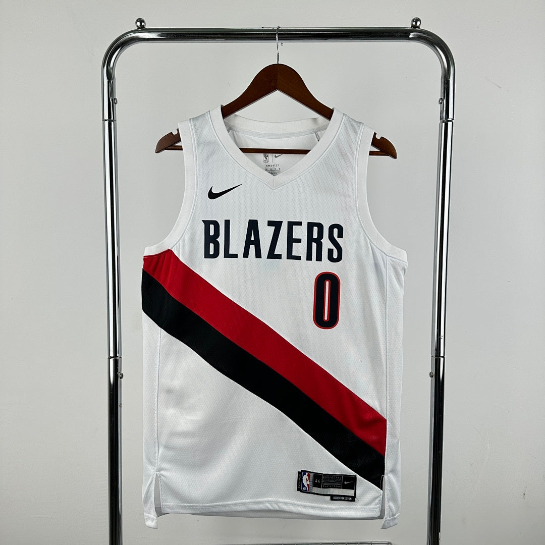 season Portland Trail Blazers home white 0 # Lillard NBA jersey S-XXL6