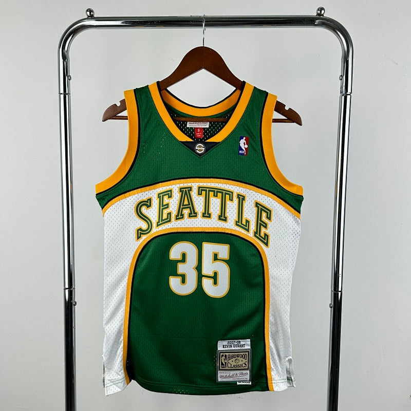 MN retro hot press jersey SW: Supersonics 07/08 season green 35 # Durant S-XXL7