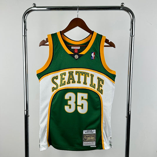 MN retro hot press jersey SW: Supersonics 07/08 season green 35 # Durant S-XXL7