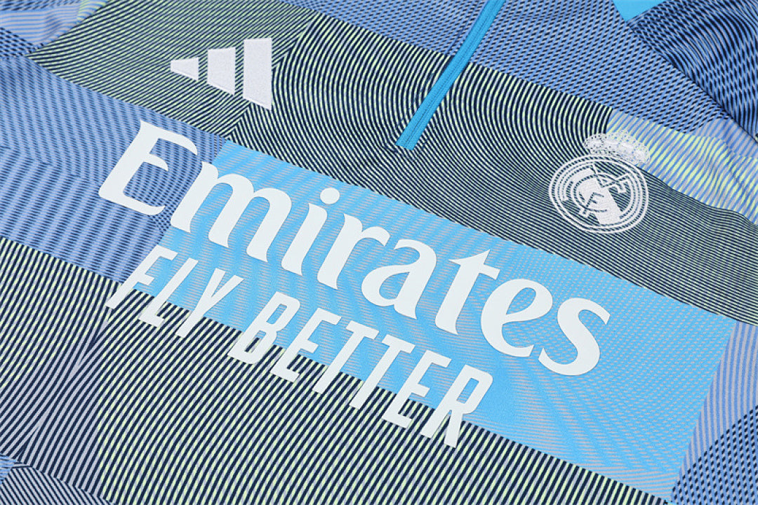 /26 Real Madrid Light Blue Half Pull Training Suit (Adults&amp;Kids)7