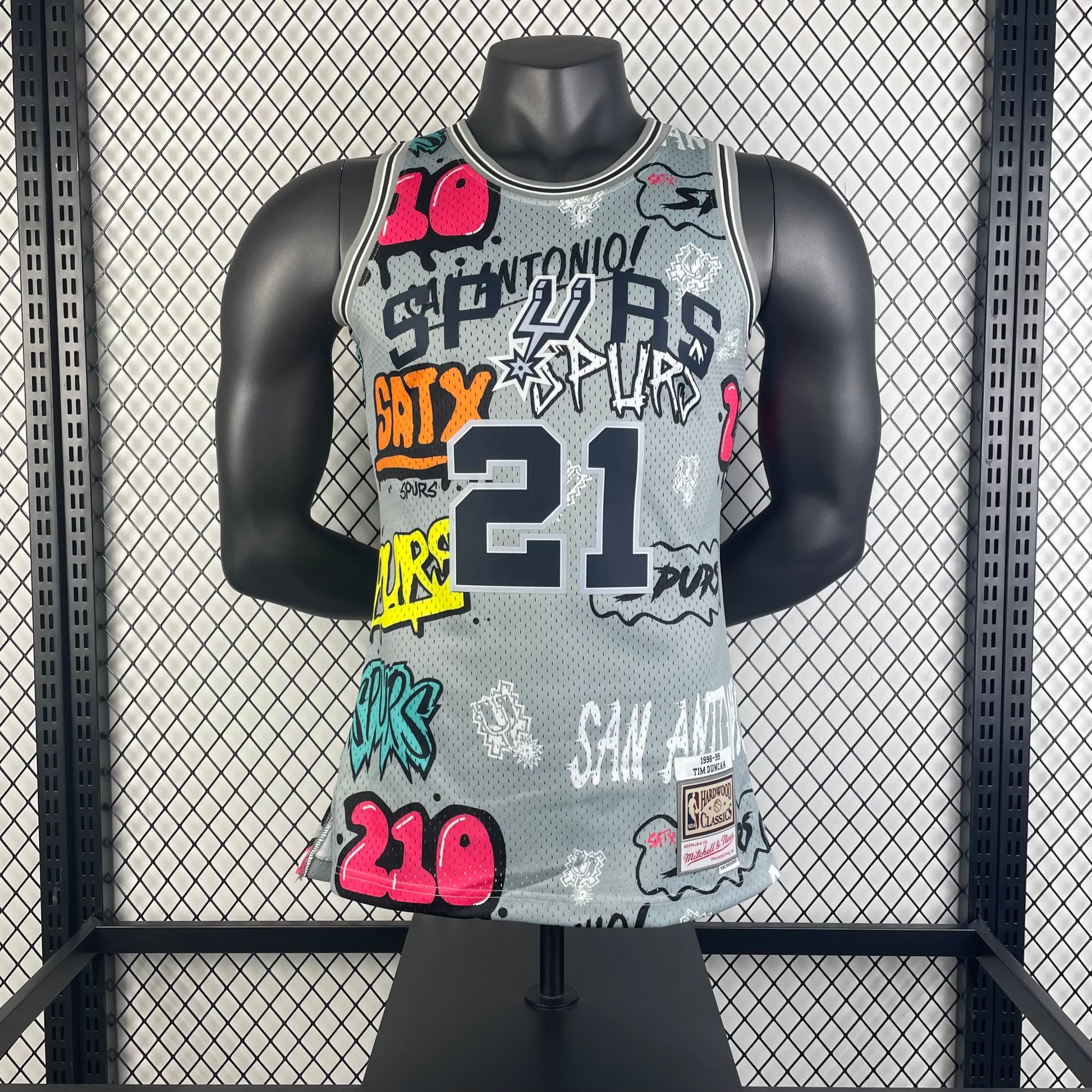 MN Heat Pressed Vintage Jersey: SW Spurs 98/99 Season Graffiti 21 # Duncan