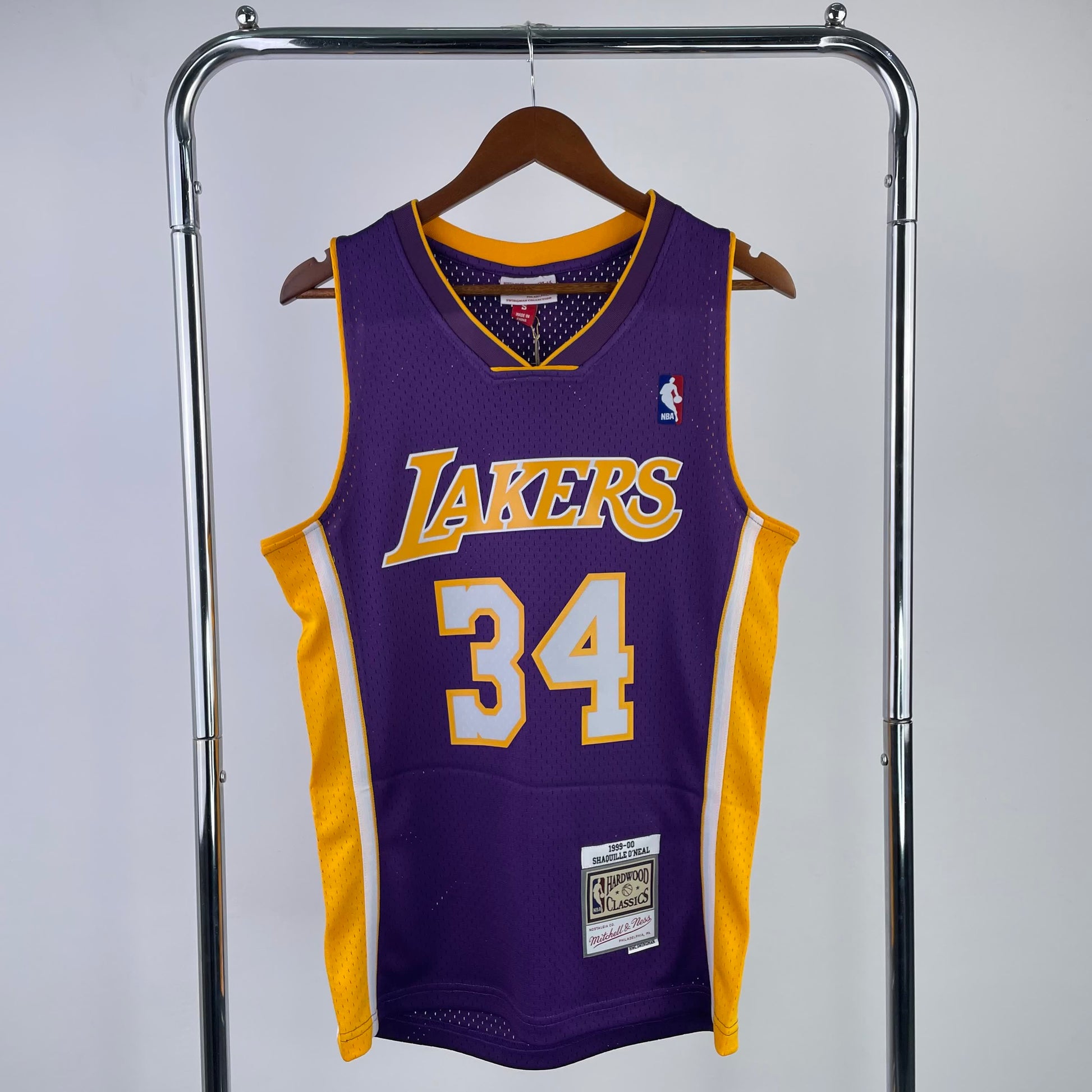 MN Heat Pressed Vintage Jersey: SW Lakers 19/00 V-Neck Purple 34 O'Neal