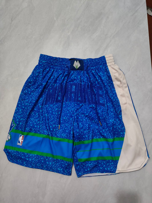 NBA Bucks Blue 24 Season City Edition Pocket Shorts