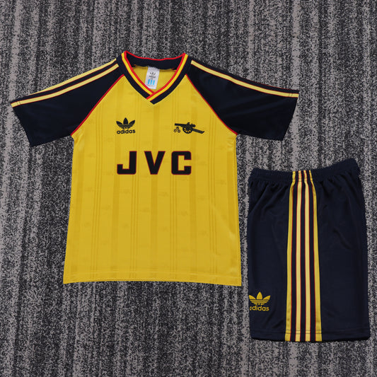 Retro Kids 1988/90 Arsenal away yellow football shirt&amp;Size16-28