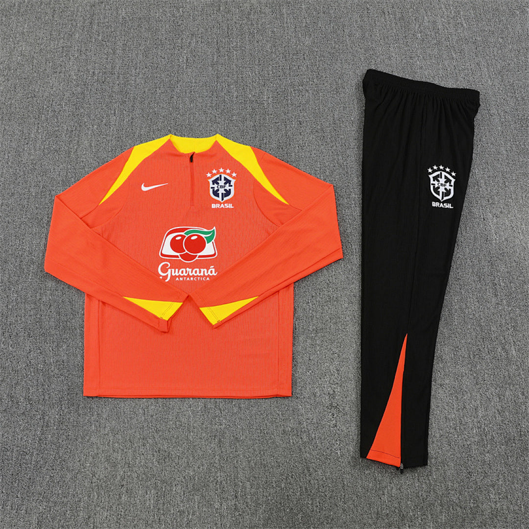 /26 Brazil Orange Half Pull Training Suit (Adults&amp;Kids)8