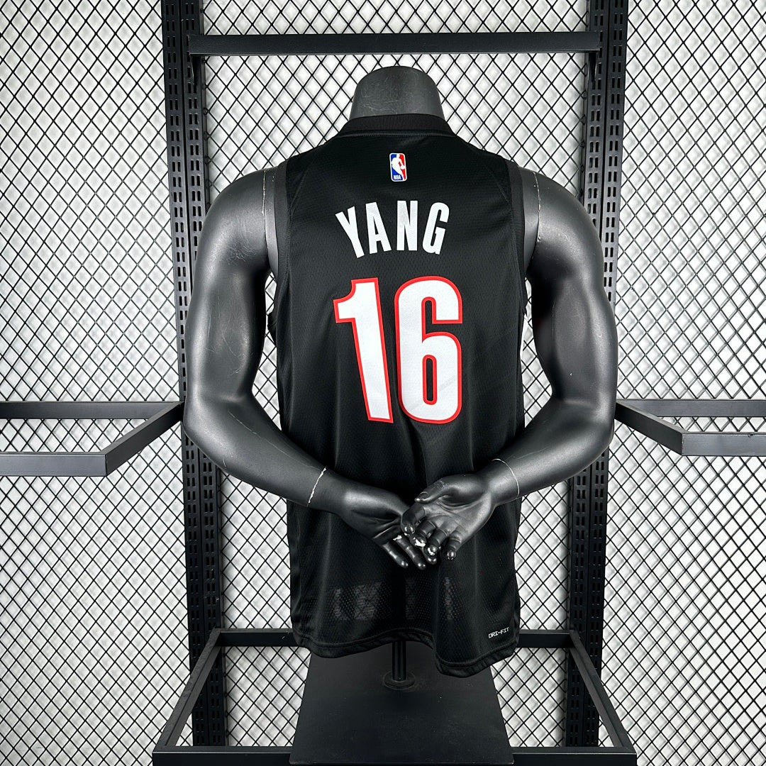 season Portland Trail Blazers away black 16 # Yang NBA jersey S-XXL5