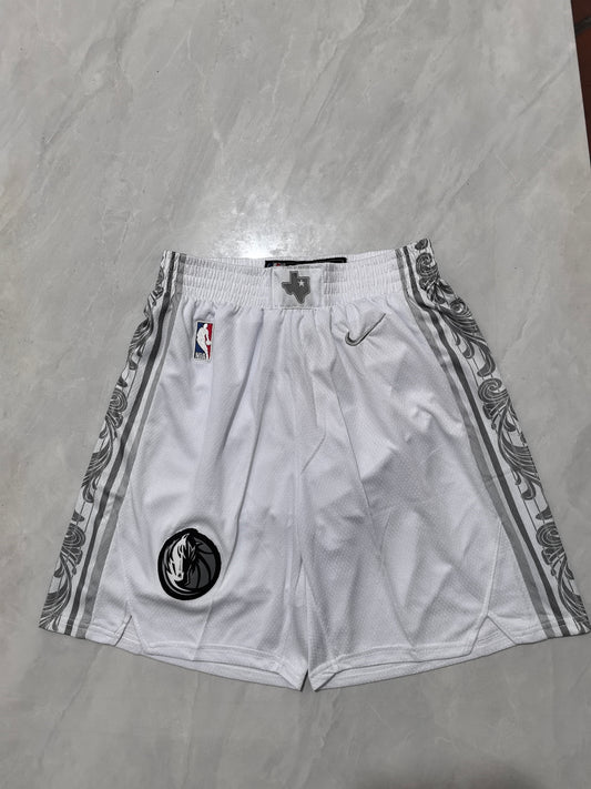 25th Dallas Mavericks White City Edition NBA Shorts S-XXL