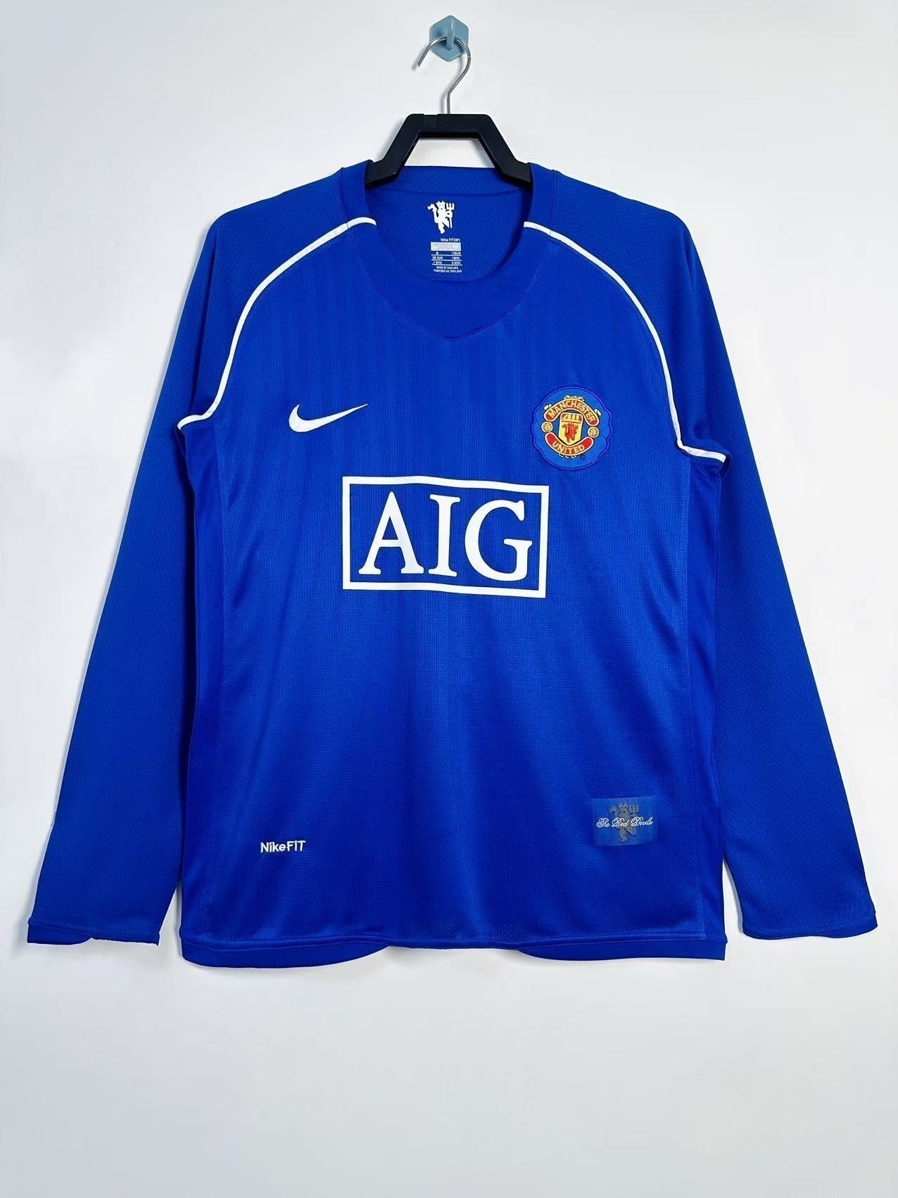 Retro 2007/08 Manchester United goalkeeper blue long sleeved S-XXL