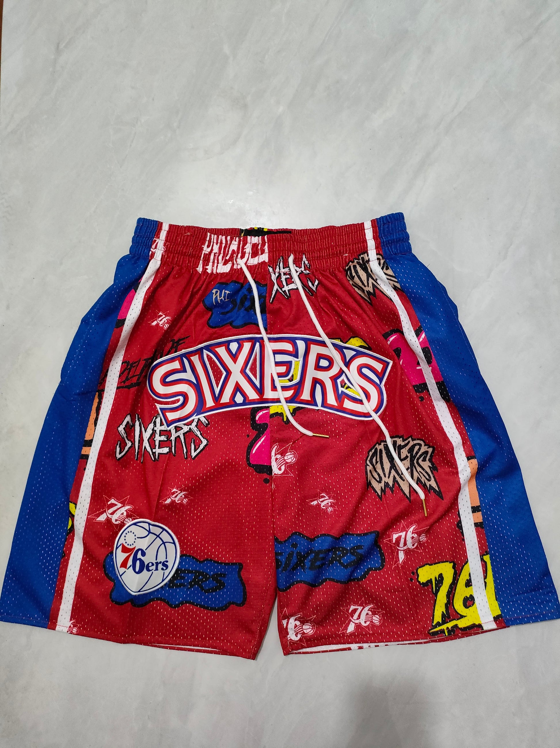 NBA 76ers Red Graffiti Pocket Shorts S-XXL