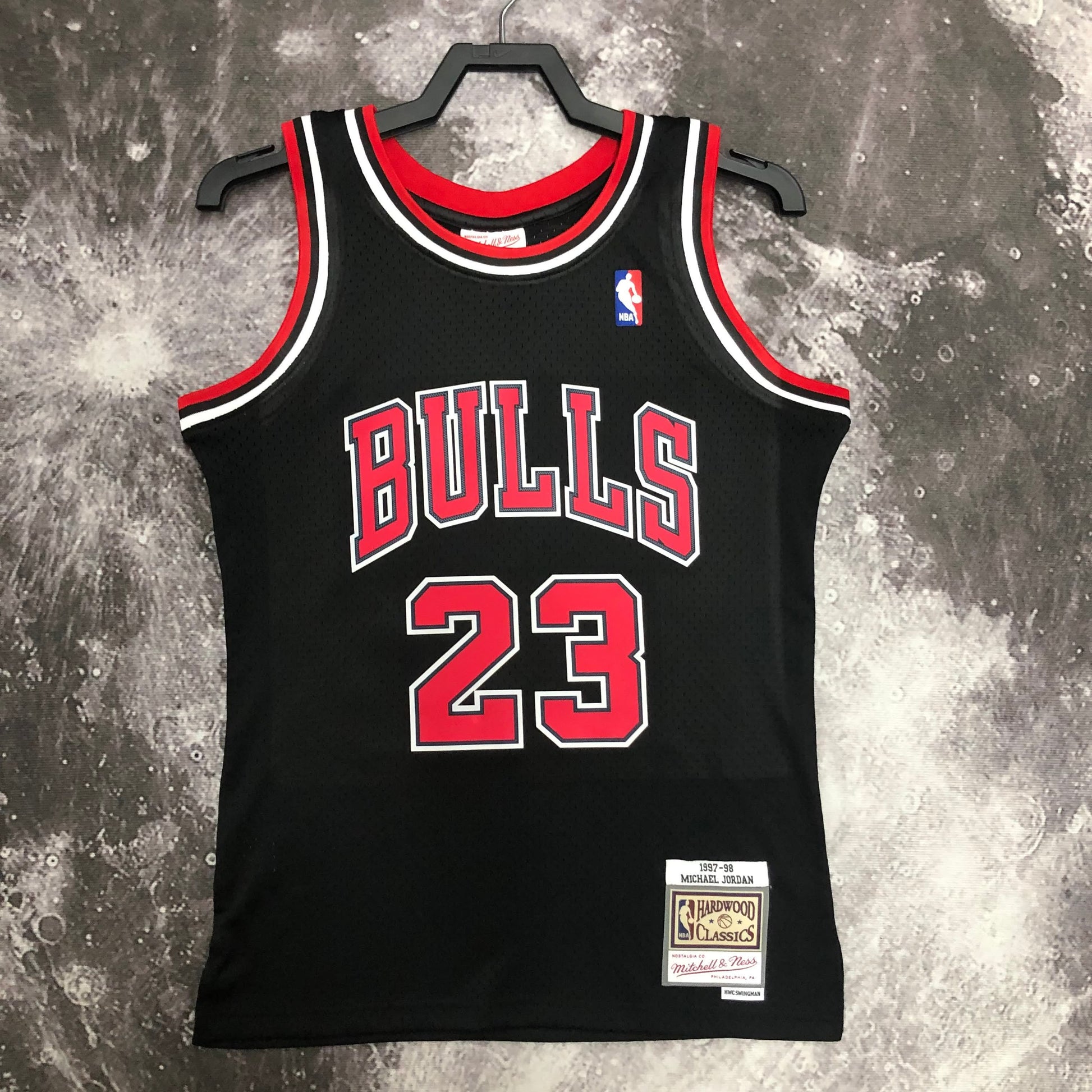 MN hot-pressed vintage jersey: SW Bulls' 98 season black No. 23 Jordan