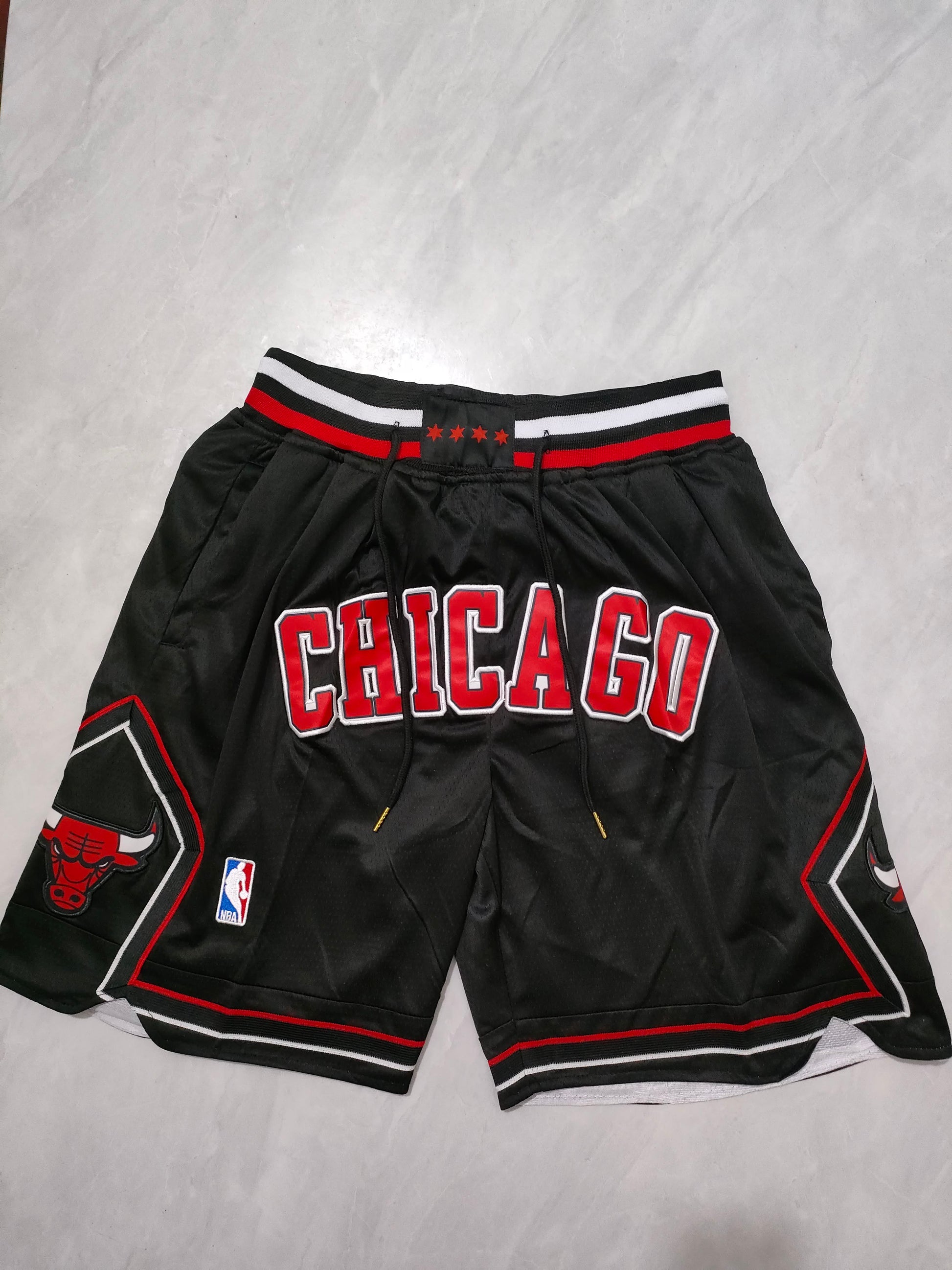 NBA Bulls Black Regular Shorts