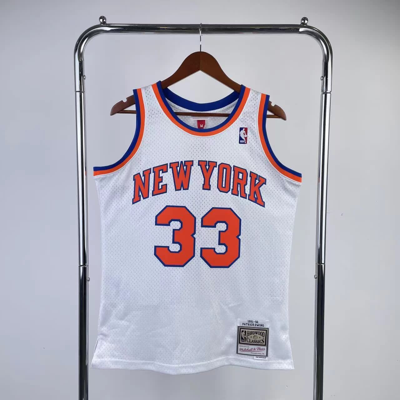 MN Fan Edition Hot Pressed Vintage Jersey: The Knicks' 1991/92 Season White 33 Ewing