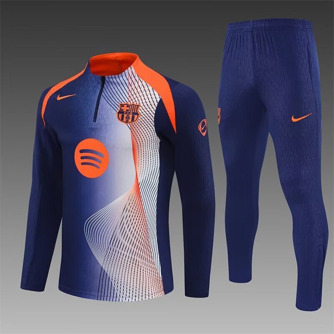 /26 Barcelona Blue Orange Half Pull Training Suit S-XXL8