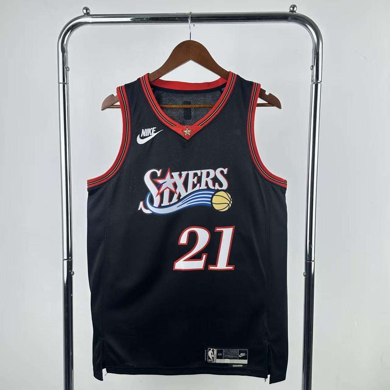 26th Philadelphia 76ers Retro Black 21 # Embiid NBA Jersey S-XXL