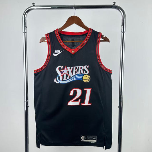 26th Philadelphia 76ers Retro Black 21 # Embiid NBA Jersey S-XXL