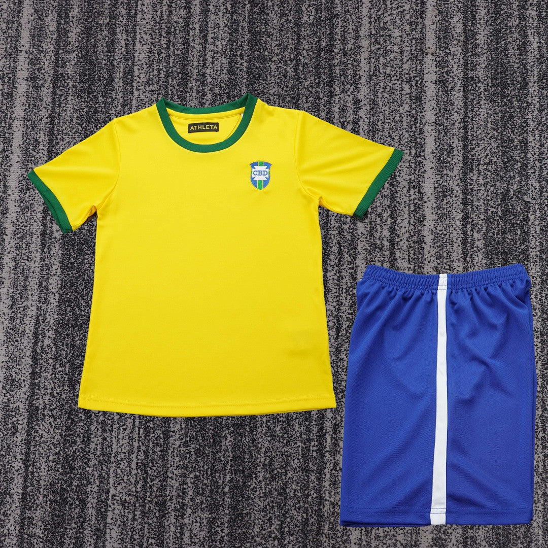 Retro Kids 1970 Brazil home yellow football shirt&amp;Size16-286