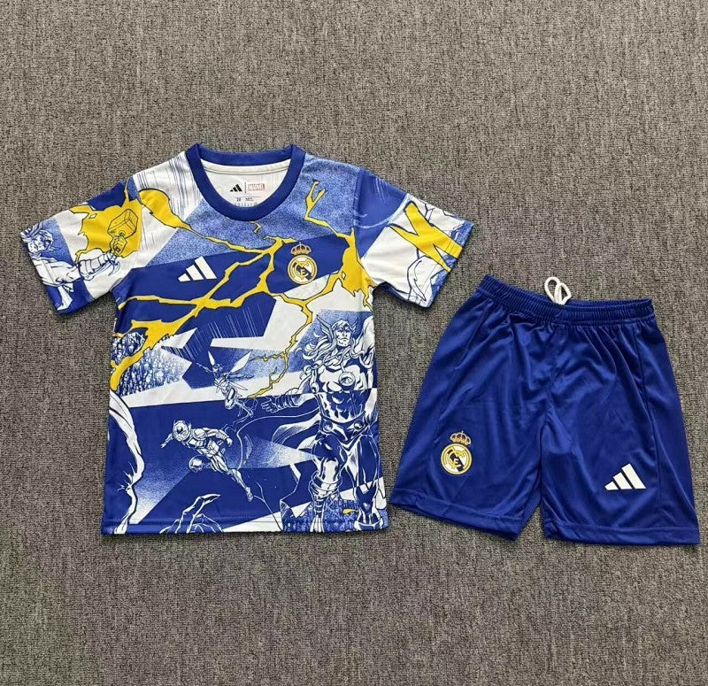 /26 Kids Real Madrid Marvel Co branded Edition Color Blue Yupoo Soccer Jerseys&amp;Size 16-283