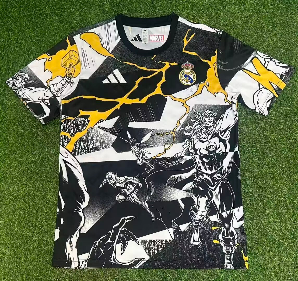2025/26 Real Madrid x Marvel Black and White Special Edition S-XXL