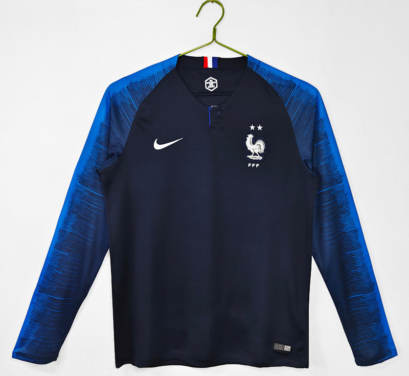 Retro 2018 World Cup Champions France Home Long-Sleeve Shirt S-XXL6