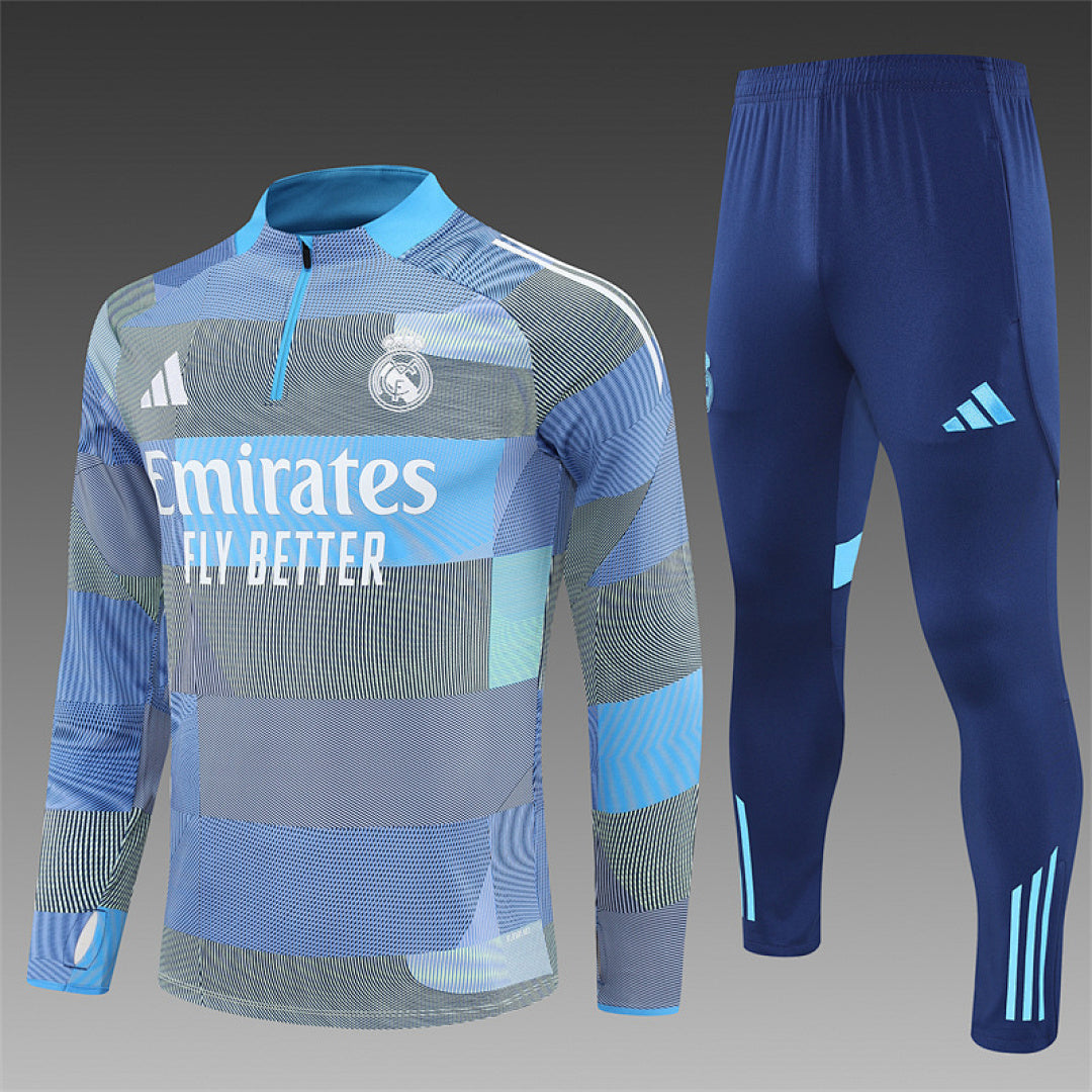 /26 Real Madrid Light Blue Half Pull Training Suit (Adults&amp;Kids)7