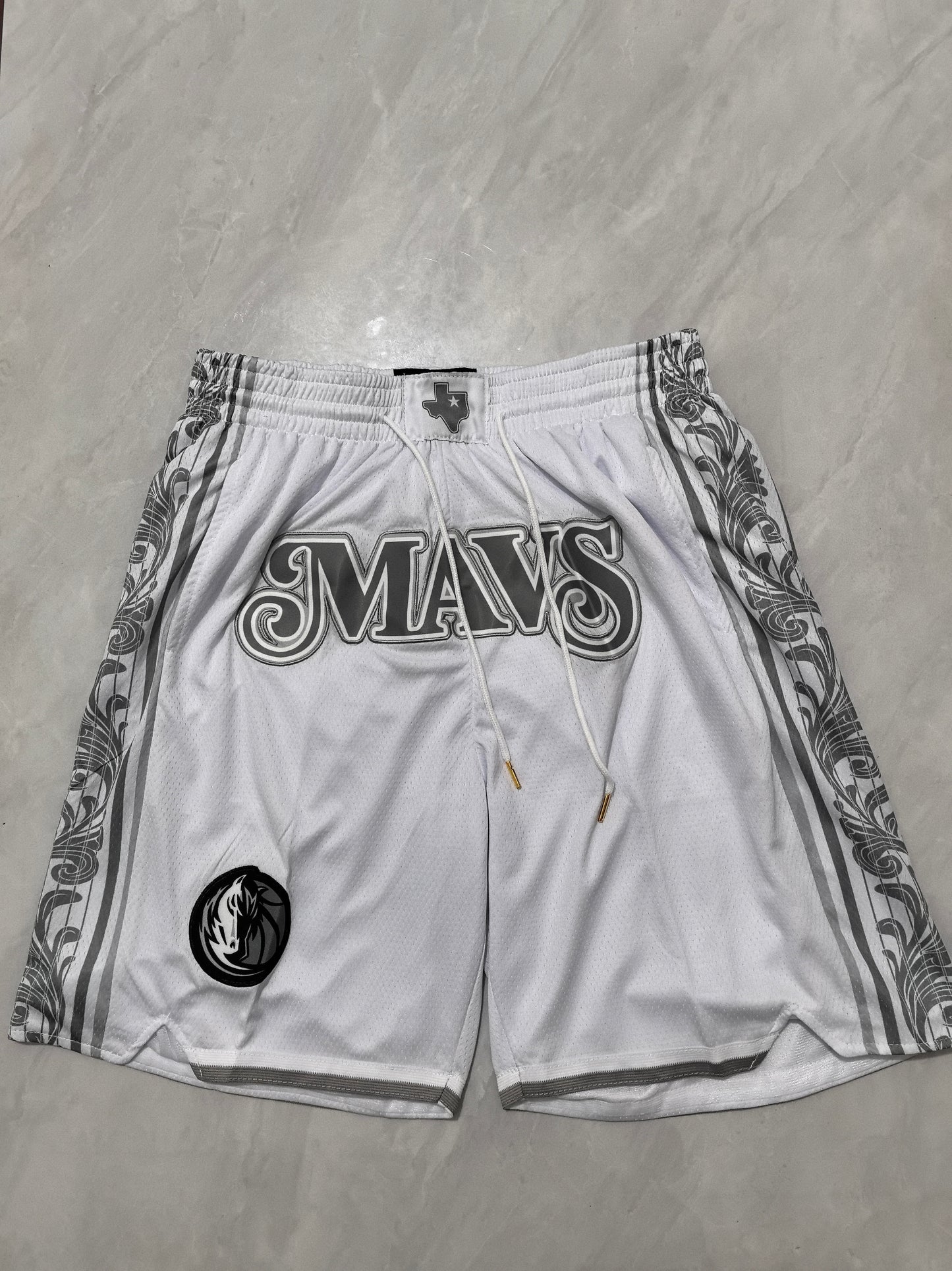 25th Dallas Mavericks White City Edition Pocket JUST DON Shorts S-XXL