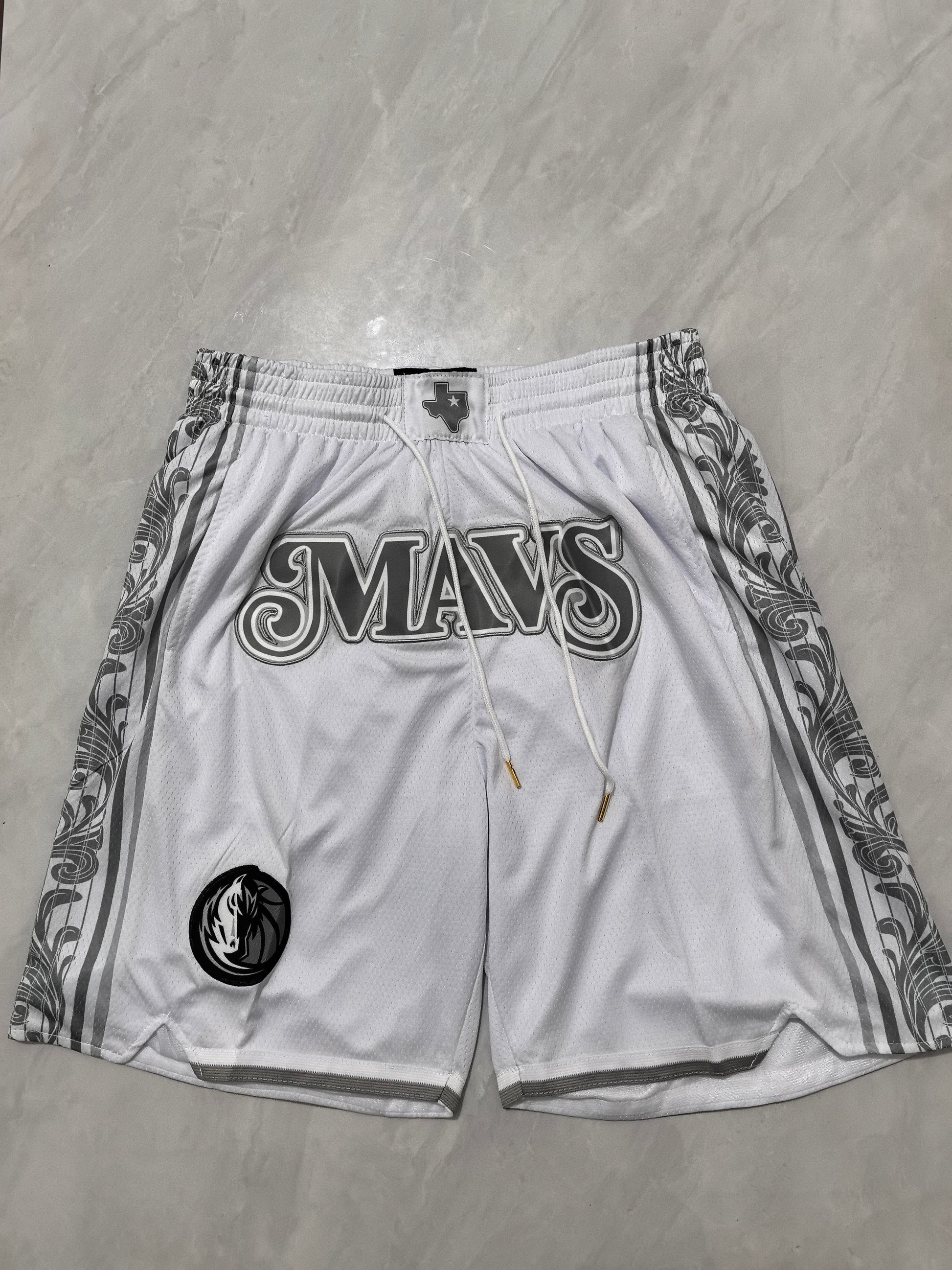 25th Dallas Mavericks White City Edition Pocket JUST DON Shorts S-XXL
