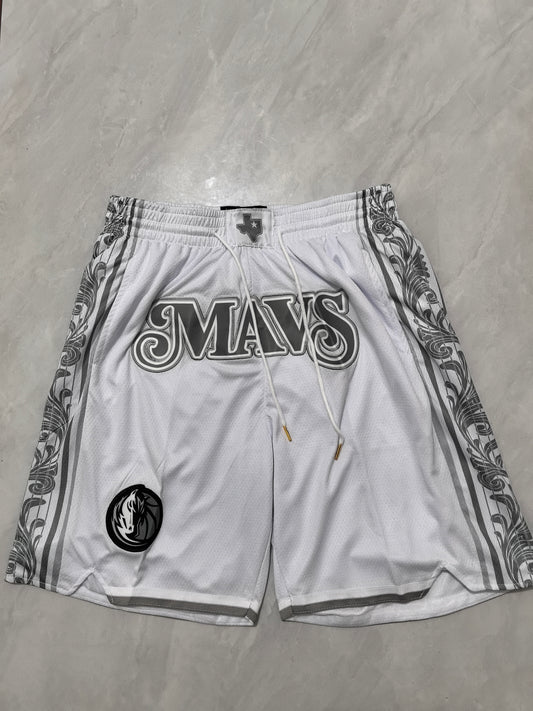 25th Dallas Mavericks White City Edition Pocket JUST DON Shorts S-XXL