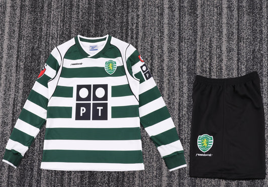 Retro Kids 2001/03 Lisbon Sporting Home Long sleeved Football Shirt&amp;Size16-28