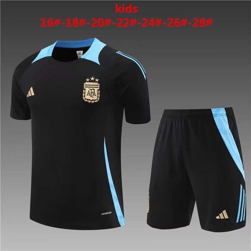 24/25 Kids Argentina Black Short sleeved 16-28