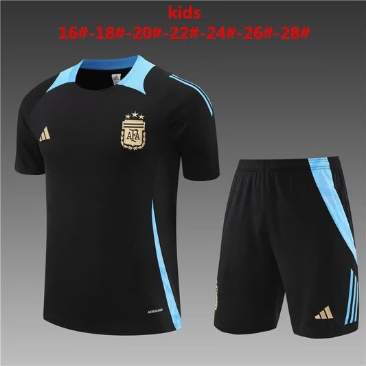 24/25 Kids Argentina Black Short sleeved 16-28