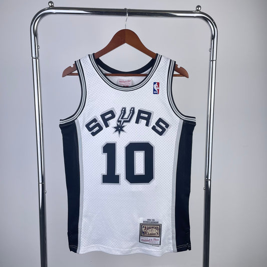 MN Heat Pressed Vintage Jersey: SW Spurs' 1998/99 Season White 10 # Rodman